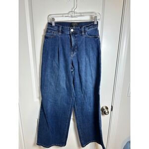 Banana Republic Wide Leg Pleated High Rise Jeans Dark Wash Size 25 0